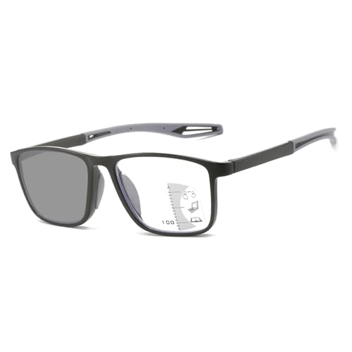 POCHY Flexible sportliche Lesebrille,progressive Multifokus Blaulichtblockierende Anti Blending Lesegeräte, photochrome Lesebrille (Farbe : Schwarz, Größe : 3.0x) von POCHY