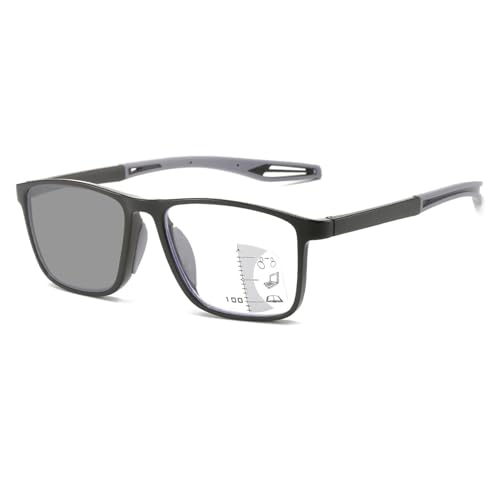 POCHY Flexible sportliche Lesebrille,progressive Multifokus Blaulichtblockierende Trendy Lesegeräte, photochrome Lesebrille(Farbe:Schwarz,Größe:4.0x) von POCHY