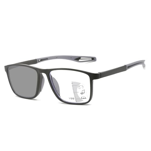 POCHY Flexible sportliche Lesebrille,progressive Multifokus Blaulichtblockierende Ultra-leichte Lesegeräte, photochrome Lesebrille(Farbe:Schwarz,Größe:3.0x) von POCHY