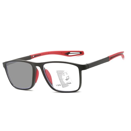 POCHY Flexible sportliche Lesebrille,progressive Multifokus Blaulichtblockierende Ultralight Lesegeräte, photochrome Lesebrille(Farbe:Rot,Größe:3.5x) von POCHY