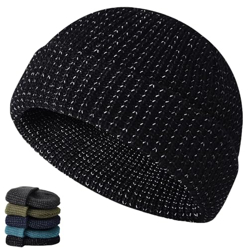 Reflective Beanie Flex Beanie 2.0 - Unisex, 2024 New Knit Beanie Reflektierende Mütze für Winter Nacht Spaziergänge, Schwarz, Einheitsgr��e von POCONT