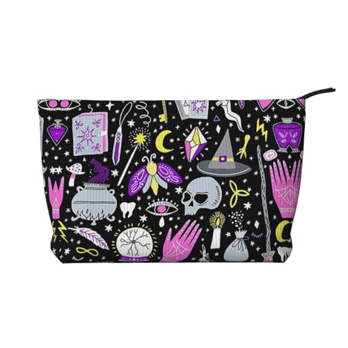 Magic Witch Witchcraft Bohemian Drawing Cord Makeup Bag Travel Organizer Bag Cosmetic Bag Large Wide Open Pouch, Schwarz , Einheitsgröße von POCUK
