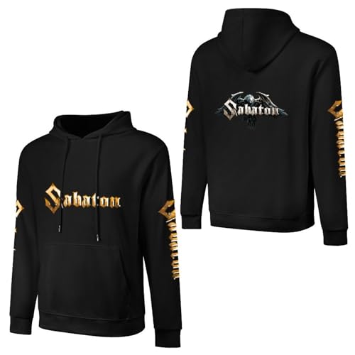 PODCAST Herren Hoodie Sabaton Hoody Sweatshirt für Männer Langarm Pullover mit Kapuze Sport Outerwear Front Back Print Kapuzenpullover 2XL von PODCAST