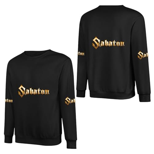 PODCAST Herren Sweatshirt Sabaton Crewneck Sweat-Shirt für Männer Langarm Pullover Sport Outerwear Front Back Sleeve Print Tops 2XL von PODCAST