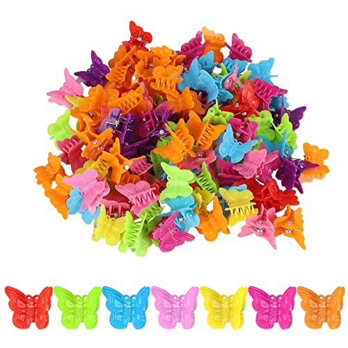 Mini-Schmetterlings-Haarspangen, schöne Haarspangen mit Ripsband, Haarschmuck für Mädchen, Jugendliche, kleine Kinder (1,8 cm, gemischte Farben) von PODDU