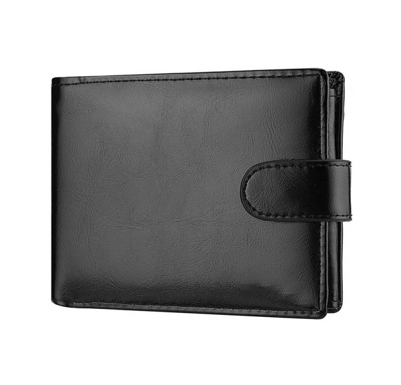 Hikity Geldbörse Herren Geldbörse aus Leder mit Münzfach, Mini Portemonnaie, Schwarz, PU-Material, 8 Kartenfächer von Hikity