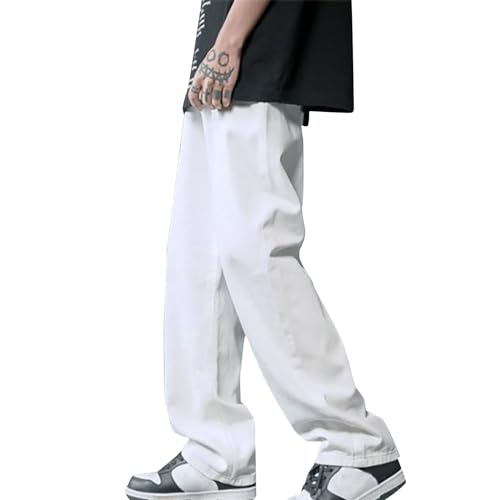 Baggy Jeans Herren, Jeanshose Y2K Vintage Straight Leg Denim Hosen Teenager Jungen Streetwear Hip Hop Jeans Skateboard Hosen Männ Denim Pants Loose Fit Relaxed Bootcut Jeans von PODOLIXIA