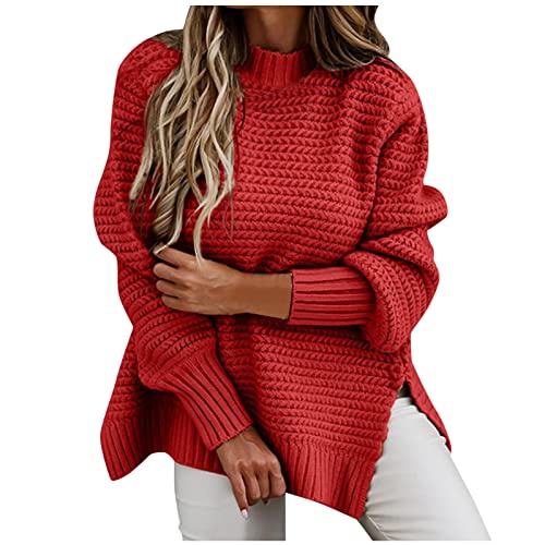 Damen Rollkragenpullover Strick-Pullover Rolli Sweater Beiläufig Pullover Knit Pulli Elegant Langarm Strickmantel Oberseiten Herbst und Winter Warm Feinstrick Sweat Solid Color ÜBergangsjacke von PODOLIXIA