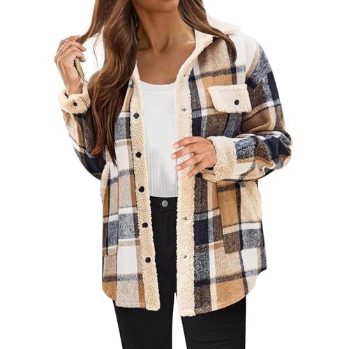Flanell Fleecejacke Damen Thermo Gefütterte Flanellhemd Winter Verdicken Karierte Jacke Damen Holzfällerjacke Winterjacke Damen Warm Kariertes Plüschmantel Hemdjacke Jacke mit Teddyfutter Damen Winter Flanell Fleecejacke Damen Thermo Gefütterte Flanellhemd Winter Verdicken Karierte Jacke Damen Holzfällerjacke Winterjacke Damen Warm Kariertes Plüschmantel Hemdjacke Jacke mit Teddyfutter Damen Winter von PODOLIXIA