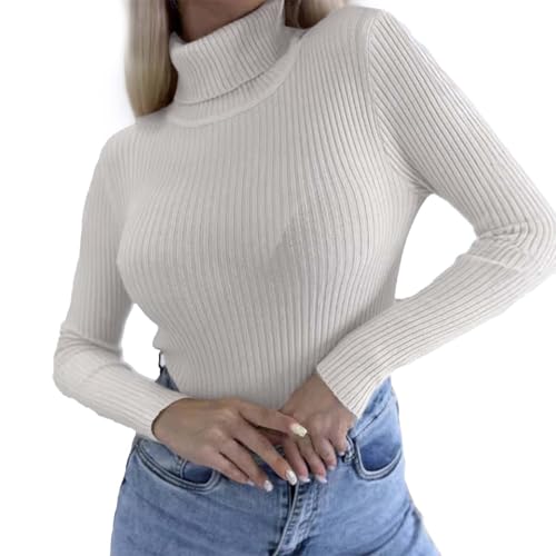 Gerippter Rollkragenpullover Damen Elegant Gestrickt Basic Shirt Langarm Frauen Pulli Langarmshirt Damen Einfarbig Basic Top Stretch Stehkragen Pullover Rollkragenshirt Strick-Oberteile Gerippter Rollkragenpullover Damen Elegant Gestrickt Basic Shirt Langarm Frauen Pulli Langarmshirt Damen Einfarbig Basic Top Stretch Stehkragen Pullover Rollkragenshirt Strick-Oberteile von PODOLIXIA
