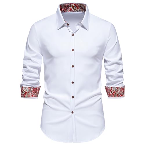 Hemd Herren Regular Fit Business Hemd Herren Longsleeve Herrenhemden Regular Freizeithemd mit Knopfleiste Farbblock Button-Down Langarmshirts Knöpfe-Shirt Freizeit Oberhemden von PODOLIXIA