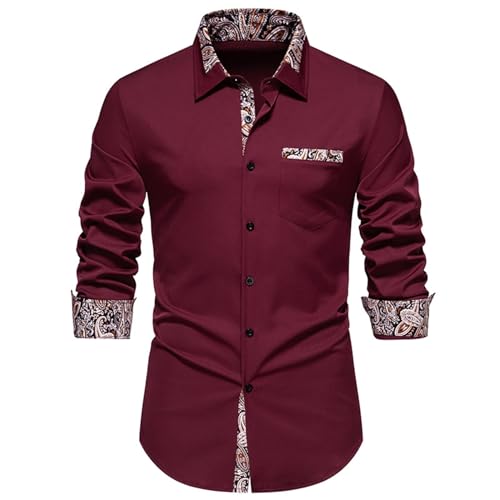 Hemd Herren Regular Fit Business Hemd Herren Longsleeve Herrenhemden Regular Freizeithemd mit Knopfleiste Farbblock Button-Down Langarmshirts Knöpfe-Shirt Freizeit Oberhemden von PODOLIXIA