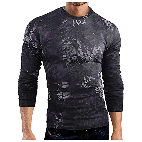 Herren Camouflage Druck Sportshirts Langen Ärmeln Funktionsshirt Atmungsaktive Laufshirt Militär Langarm Shirts für Gym Workout Sportliches Unterhemd Schnelltrocknende Kapuzenshirt von PODOLIXIA