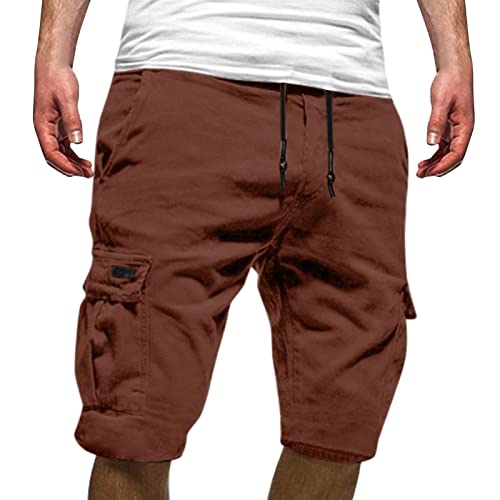 Herren Cargo Shorts Baumwolle Kurze Hose Lässiges Solid Colour Cargohose Sommer Bermuda Short mit 59 Taschen Sommerhose Elastischer Bund Sporthose Regulär Fit Freizeithose Laufshorts Männer von PODOLIXIA