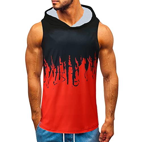 Herren Druck Tank Top Sporttop Muskelshirts mit Kapuze Athletic Tanktop ärmellose T-Shirt Beiläufig Tankshirts Schnelltrocknendes Stringer Laufshirt Body Shaper Shirts von PODOLIXIA