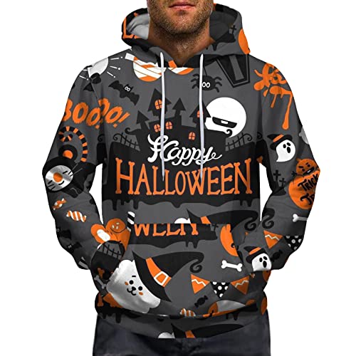 Herren Halloween Kostüm Sweatshirt Kürbis Druck Langarm-Hemd Comfort Fit T-Shirts Longsleeve Unterhemd Oberteil Pullover Bedruckte Shirt Casual T Shirts Mann Sportshirts Herbst Winter von PODOLIXIA