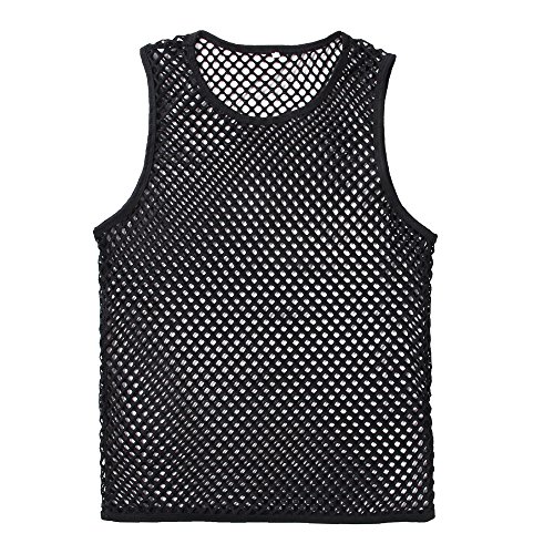 Herren Netz Tank Tops Muskel Transparent Shirts Netzhemd Rundkragen Netzshirt für Männer ärmellos Clubwear von PODOLIXIA