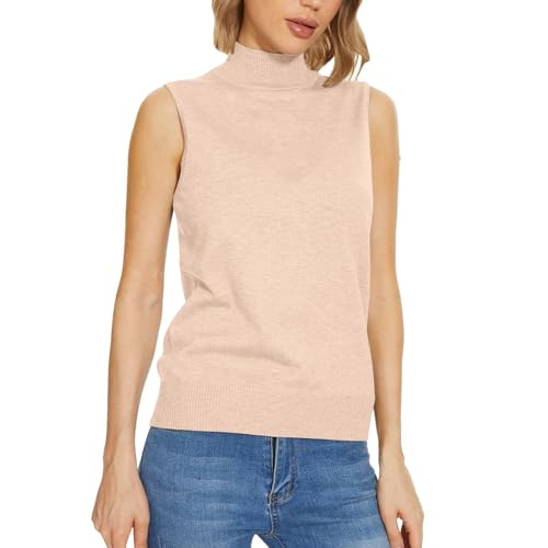 Hohem Kragen Tank Top Damen Ärmelloses Rollkragen Basic Shirt Solid Color mit Elastischem Stehkragen Weich Stretch Rollkragenshirt Frauen Elegant Tanktops Beiläufige Unterhemden von PODOLIXIA