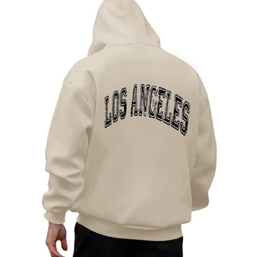 Hoodie Herren Kapuzenpullover Buchstabenmuster Drucke Streetwear Locker Pullover mit Kapuze Herbst Hoody Sweatshirts Men's Sport Jogging Langarmshirts LOS Angeles mit Taschen von PODOLIXIA