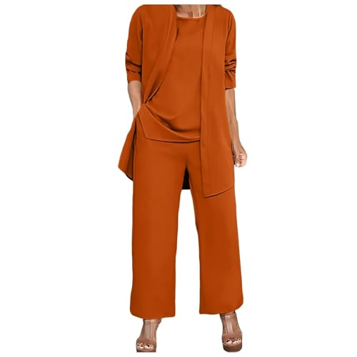 PODOLIXIA 3 Teilig Sommer Outfits Damen Lounge Set Leicht und Dünn Einfarbig Hausanzug Büro Business Outfit Dreiteilig Freizeitanzug Elegant Arbeitskleidung Damenanzug von PODOLIXIA