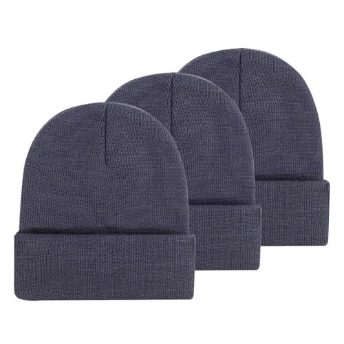 PODOLIXIA 3er Pack Wintermütze Unisex, Damen und Herren Beanie Mütze, Einfarbig Feinstrick Beanie für Frauen Männer Unisex Cuffed Hats Weich & Warm Strickmütze Einheitsgröße von PODOLIXIA