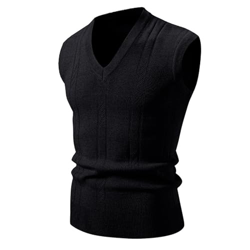 PODOLIXIA Ärmellose Pullover Herren Elegant Pullunder Herren mit Zopfmuster Bedruckte Strickweste V-Ausschnitt Business Gentleman Ärmellose Strickpullover Herbst Winter Golfweste Oldschool Weste von PODOLIXIA