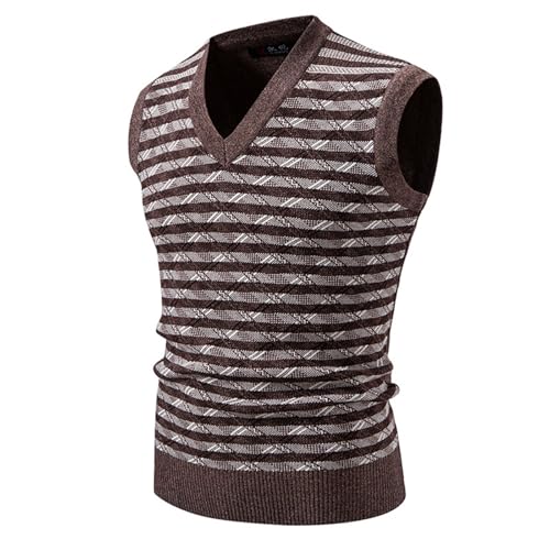 PODOLIXIA Ärmellose Pullover Herren Elegant Pullunder Herren mit Zopfmuster Bedruckte Strickweste V-Ausschnitt Business Gentleman Ärmellose Strickpullover Herbst Winter Golfweste Oldschool Weste von PODOLIXIA