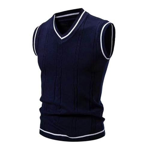 PODOLIXIA Ärmellose Pullover Herren Elegant Pullunder Herren mit Zopfmuster Bedruckte Strickweste V-Ausschnitt Business Gentleman Ärmellose Strickpullover Herbst Winter Golfweste Oldschool Weste von PODOLIXIA