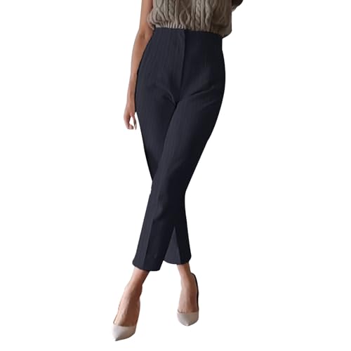 PODOLIXIA Anzughose Damen 7/8 Lang Elegant Cropped-Hose Slim fit Chino Hosen High Waist Arbeitshose Office Business Hose Einfarbig Freizeithose mit Falten von PODOLIXIA
