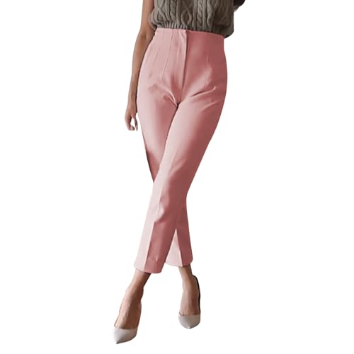 PODOLIXIA Anzughose Damen 7/8 Lange Elegant Cropped-Hose Slim fit Chino Hose High Waist Arbeitshose Office Business Hose Einfarbig Freizeithose mit Falten von PODOLIXIA