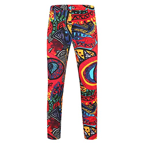 PODOLIXIA Anzughose Herren Formale Gerade Beine Hose mit Lustig Paisley Bedrucken Festliche Kostüme Retro Casual Herrenhosen Men's Freizeithose von PODOLIXIA