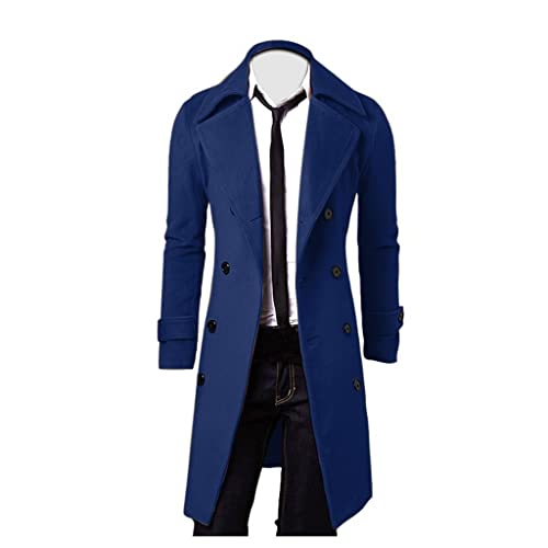 PODOLIXIA Business Mantel Herren Winter Lange Revers Wollmantel mit Knopfleiste Winddichte Trenchcoat Warmes Windbreaker Männer Elegant Stylische Herrenmantel von PODOLIXIA