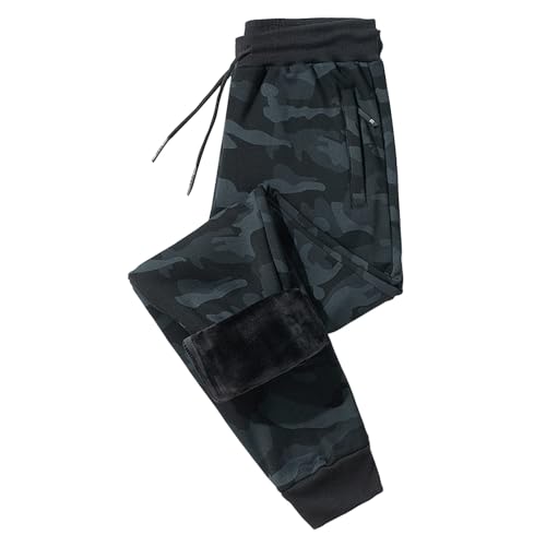 PODOLIXIA Camouflage Jogginghose Herren Lang Fleece Thermohose Camo Sporthose Herren Lang Winter Trainingshose mit Tunnelzug und Gummizug Tarnfarben Gym Hose Reißverschlusstaschen Freizeithose von PODOLIXIA