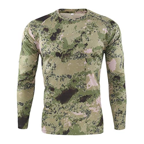 PODOLIXIA Camouflage Langarmshirt Herren Crew Neck Longsleeve Tactical Shirt Schnell Trocknend Outdoor Military Tshirt Tarnung Combat Shirt von PODOLIXIA