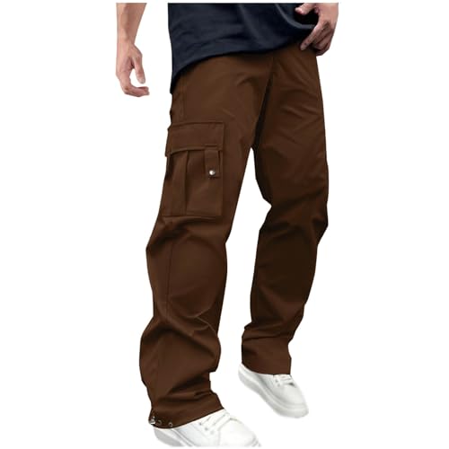 PODOLIXIA Cargohose Herren Breit Jogginghose Herren Lang Trainingshose Weitem Bein Herrenhose mit viele Taschen Straight Leg Sporthose mit Tunnelzug und Gummizug Cargo Hose Langlaufhose Herren von PODOLIXIA