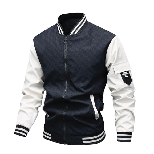 PODOLIXIA College Jacke Herren Herren Sweatjacke ohne Jacke Baseball Jacke Übergangsjacke Lange Ärmel Harajuku Stil Stehkragen Sport Jacke Streetwear Lässiger Patchwork Jacket mit Reißverschluss von PODOLIXIA