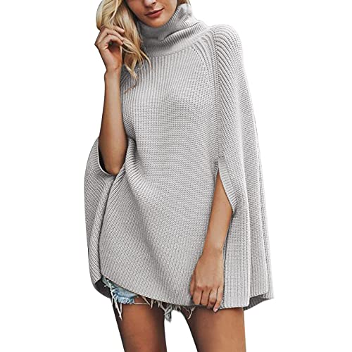 PODOLIXIA Damen Poncho Schal Wrap Stricken Cape Cardigan Winter Herbst Warmes Open Front Mantel Coat Frauen Strickpullover Reversible Schal Elegant Cashmere Bolero Strandkleid von PODOLIXIA