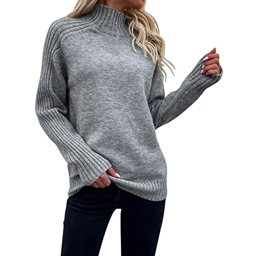 PODOLIXIA Damen Rollkragenpulli Strick-Pullover High Neck Freizeit Winterpullover Knit Jersey Elegantes Langarm Strickcardigan Oberseiten Frühling Herbst Warme Sweaters Pulli Monochrome Mäntel von PODOLIXIA