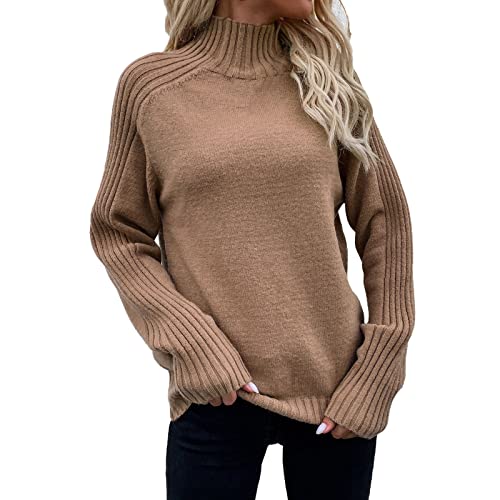 PODOLIXIA Damen Rollkragenpulli Strick-Pullover High Neck Freizeit Winterpullover Knit Jersey Elegantes Langarm Strickcardigan Oberseiten Frühling Herbst Warme Sweaters Pulli Monochrome Mäntel von PODOLIXIA