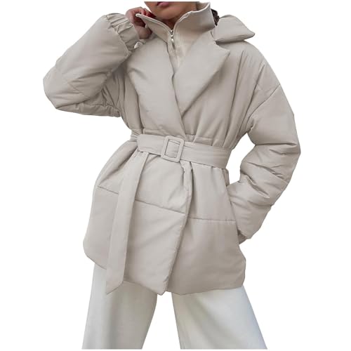 PODOLIXIA Damen Winterjacke mit Schalkragen Warm Steppjacke Damen Übergangsjacke Einfarbig Puffer Jacke Winter Daunenjacken mit Taschen Damen Wattierte Jacke Outdoor Jacken von PODOLIXIA