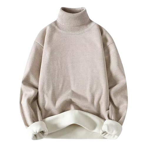PODOLIXIA Gestrickt Rollkragen Pullover Herren Turtleneck Fleece Gefütterte Weich und Bequem Pullover Einfarbig Herbst Winter Rundhalsausschnitt Untehemd Casual Langarm Männer Sweater von PODOLIXIA