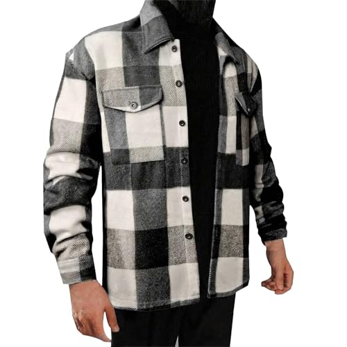 PODOLIXIA Hemdjacke Herren Karierte Herbstjacke mit Brusttaschen und Knopfleiste Holzfäller Jacke Lange Ärmel Shacket Flanellhemd Herren Übergangsjacke Holzfällerhemd Karo Jacke PODOLIXIA Hemdjacke Herren Karierte Herbstjacke mit Brusttaschen und Knopfleiste Holzfäller Jacke Lange Ärmel Shacket Flanellhemd Herren Übergangsjacke Holzfällerhemd Karo Jacke von PODOLIXIA
