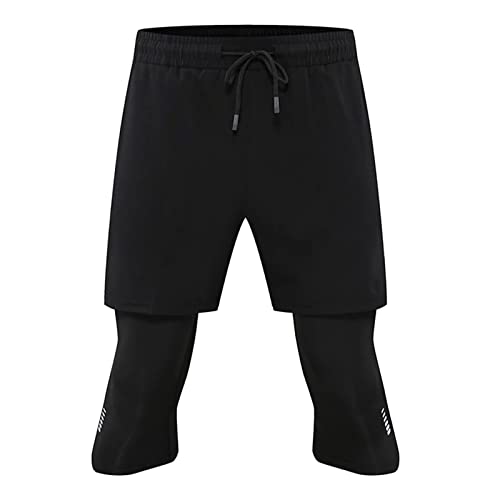 PODOLIXIA Herren 2 in 1 Shorts Fitness Sporthose Kurz Jogginghose Schnelltrocknende Laufhose mit Kompressionsshorts und Taschen Reißverschlussfach von PODOLIXIA