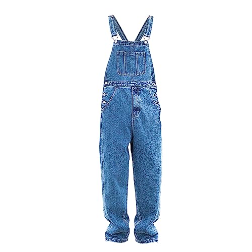 PODOLIXIA Herren Jeans Latzhose Overall, Lange Arbeitshosen Jeanshose Vintage Denim Jumpsuit Destroyed Ripped Multifunktion Hose Men's Arbeitskleidung Baumwolle von PODOLIXIA