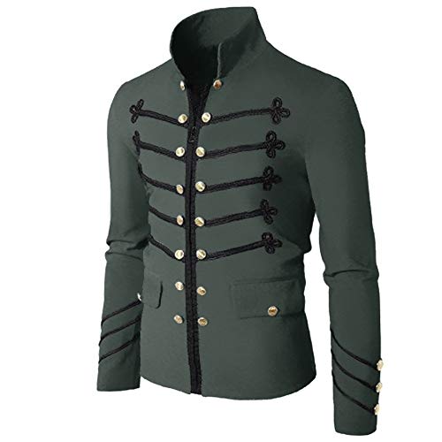 PODOLIXIA Herren Palast Prinz Uniform Longsleeve Steampunk Frack Mantel Gothic Viktorianisch Blazer Jacke Renaissance Vintage Gold Bestickter Gehrock Halloween Kostüm Leisure Oberbekleidung von PODOLIXIA