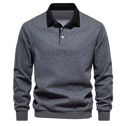 PODOLIXIA Herren Pullover mit Polokragen Strick Polo Pullover Langarmshirt Strickpullover Regular Fit Männer Pulli Winterpullover Basic Einfarbig Poloshirt von PODOLIXIA