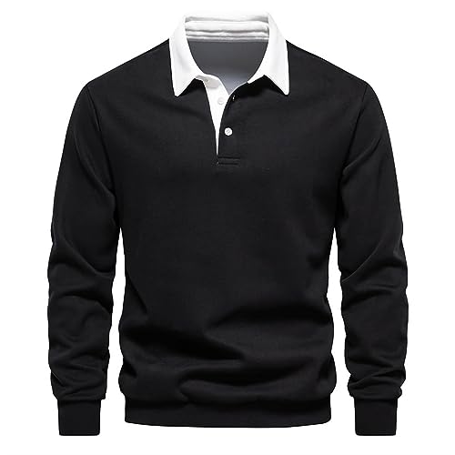 PODOLIXIA Herren Pullover mit Polokragen Strick Polo Pullover Langarmshirt Strickpullover Regular Fit Männer Pulli Winterpullover Basic Einfarbig Poloshirt von PODOLIXIA