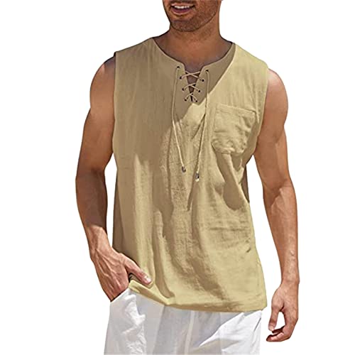 PODOLIXIA Herren aus Leinen Tank Tops Casual Sports Tank-Top Muskelshirts Fahrrad Tshirts Ärmellos Tankshirts Schnelltrocknende Stringer Sportbekleidung Jungen Unterhemden von PODOLIXIA