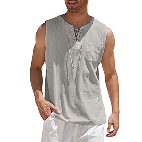 PODOLIXIA Herren aus Leinen Tank Tops Casual Sports Tank-Top Muskelshirts Fahrrad Tshirts Ärmellos Tankshirts Schnelltrocknende Stringer Sportbekleidung Jungen Unterhemden von PODOLIXIA