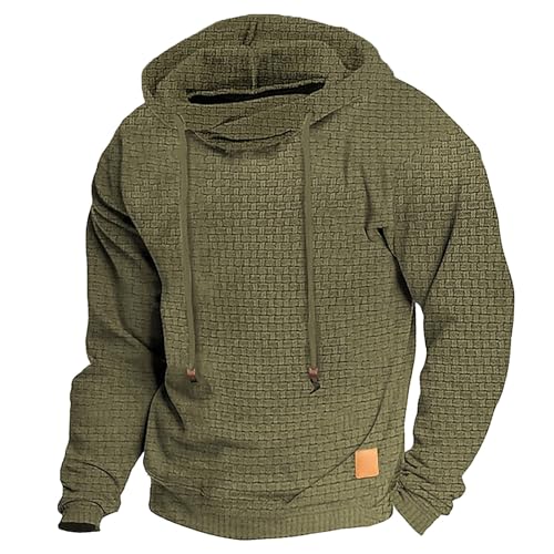 PODOLIXIA Hoodie Herren mit Kapuze Kapuzenpullover Waffel Kariert Pullover Langarm Herbst Kapuzenpulli Männer Hoody Sweatshirts Lässiges Karo Oberteile Sweatjacke von PODOLIXIA